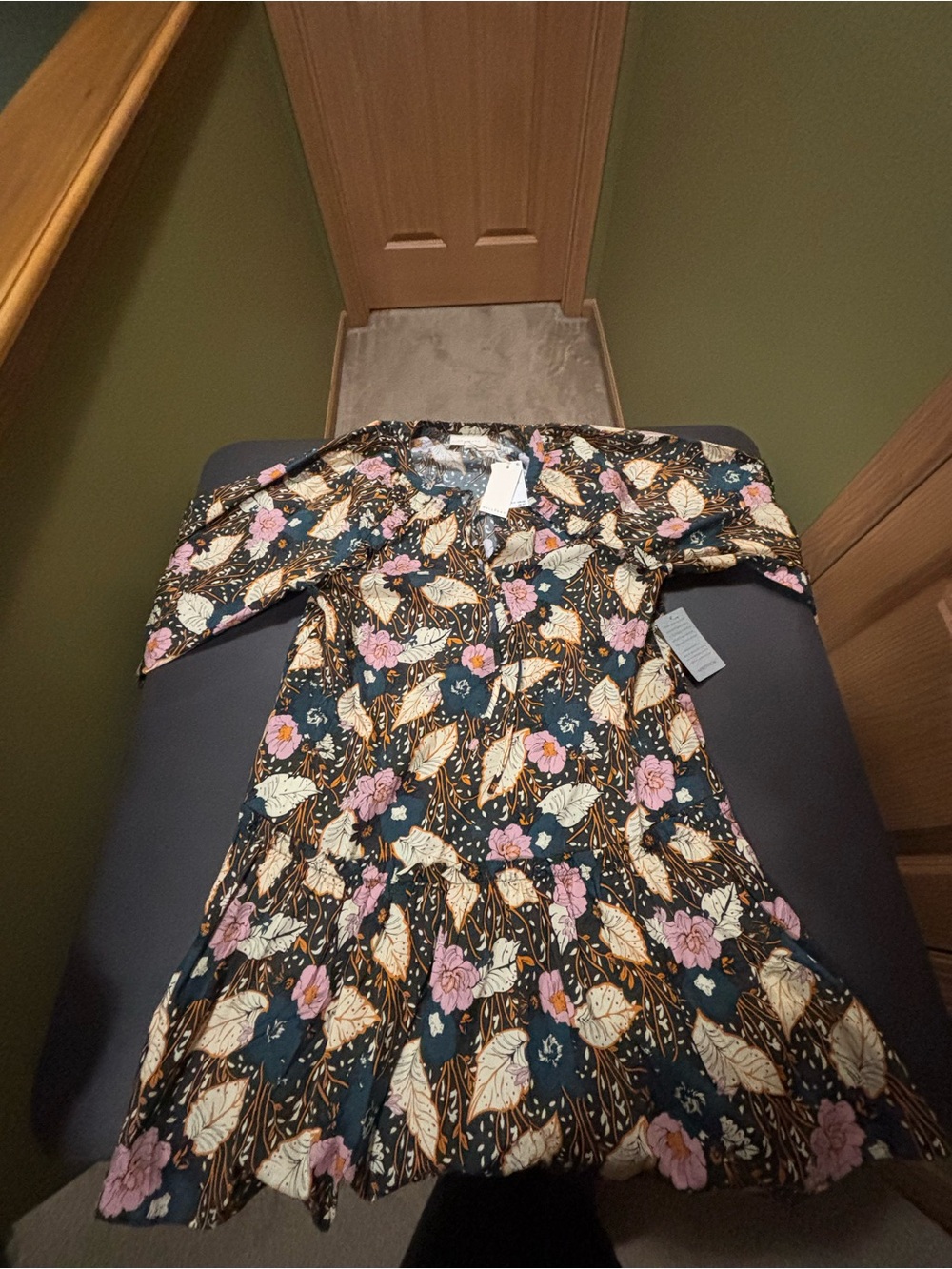 MELLODAY Floral Dress in Teal, Pink, Cream
